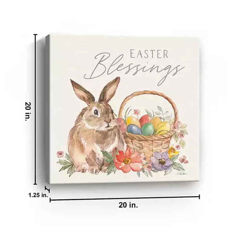 Best Easter Blessings Bunny and Basket Canvas Art Print Easter Decorations