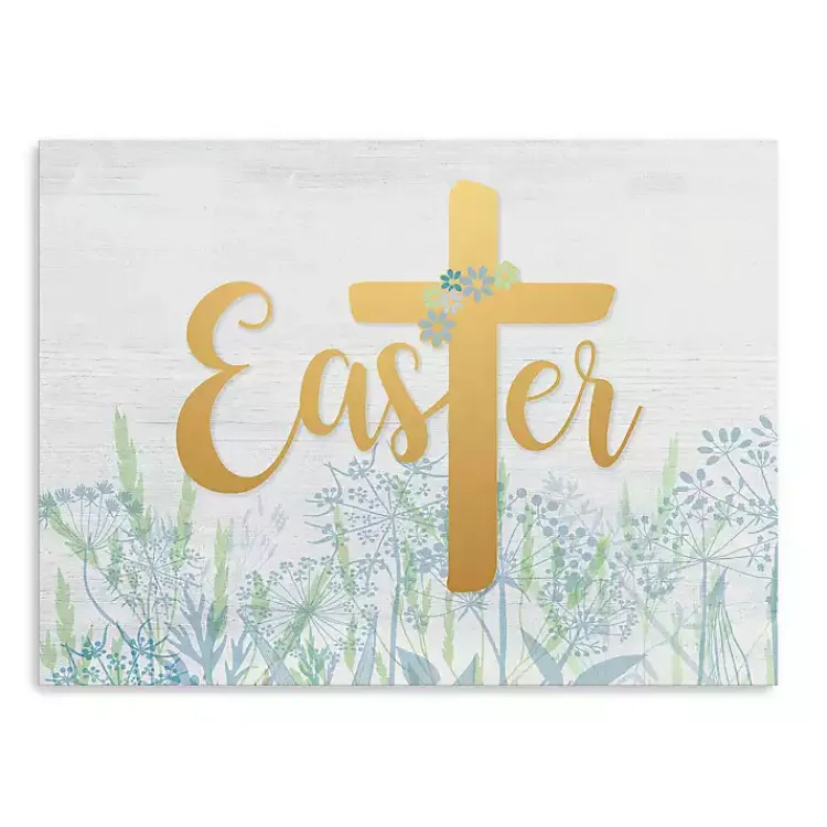 Easter Cross Wildflower Canvas Art Print, 24x32 Easter Decorations