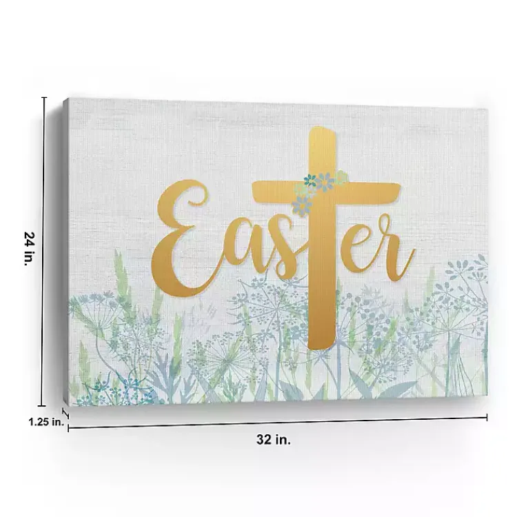 Easter Cross Wildflower Canvas Art Print, 24x32 Easter Decorations