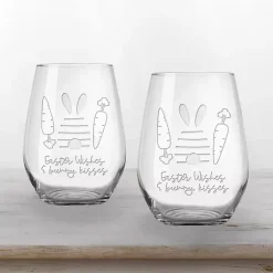 New Easter Wishes Engraved 2-pc. Wine Glass Set Easter Decorations
