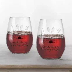 New Easter Wishes Engraved 2-pc. Wine Glass Set Easter Decorations
