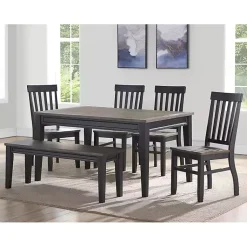 Kirklands Home Benches & Ottomans|Ebony and Driftwood Two-Tone Bench Black