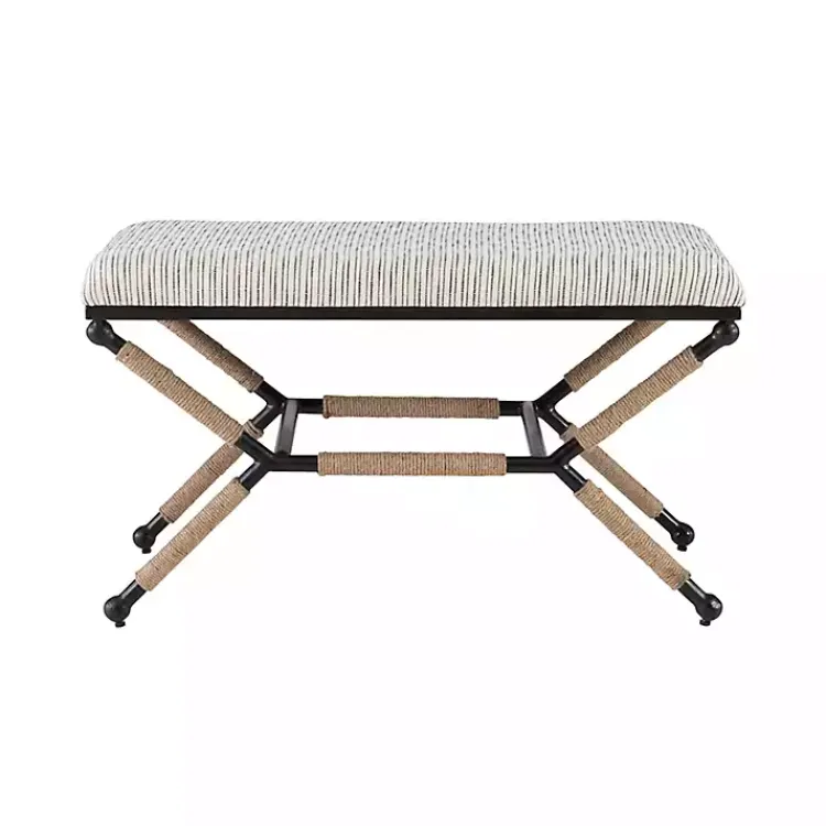Kirklands Home Benches & Ottomans|Eclectic Black and White Striped X Frame Bench