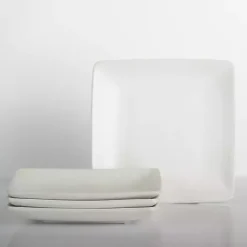 Kirklands Home Dinnerware|Ecru Square Simple Things Salad Plates, Set of 4 White
