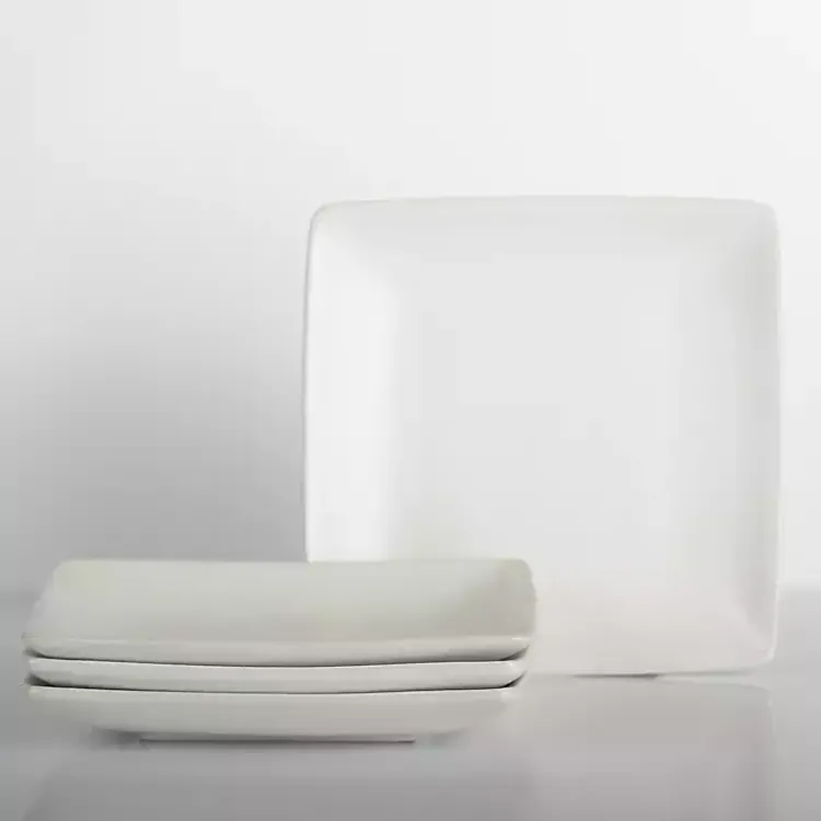 Kirklands Home Dinnerware|Ecru Square Simple Things Salad Plates, Set of 4 White