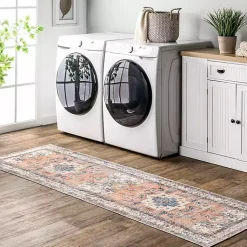 Kirklands Home Area Rugs|Eleanor Distressed Medallion Washable Runner