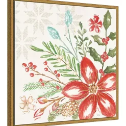 Online Elegant Poinsettia Framed Canvas Art Print Christmas Art & Wall Decor