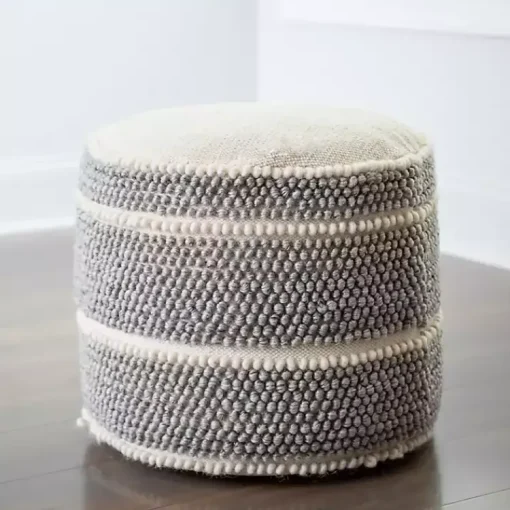 Hot Ella Gray Loop Pouf Poufs & Floor Cushions