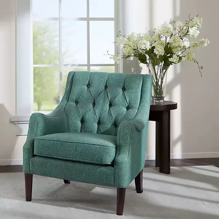 Kirklands Home Accent Chairs|Elle Tufted Teal Accent Chair Green
