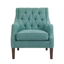 Kirklands Home Accent Chairs|Elle Tufted Teal Accent Chair Green