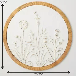 Kirklands Home Wall Plaques|Embossed Ivory Floral Round Framed Wall Plaque White