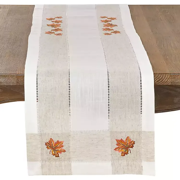 Hot Embroidered Autumn Leaves Table Runner Fall