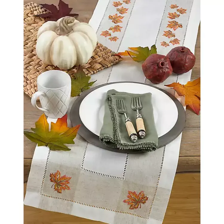 Hot Embroidered Autumn Leaves Table Runner Fall