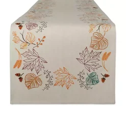 Hot Embroidered Autumn Leaves Table Runner, 108 in. Fall