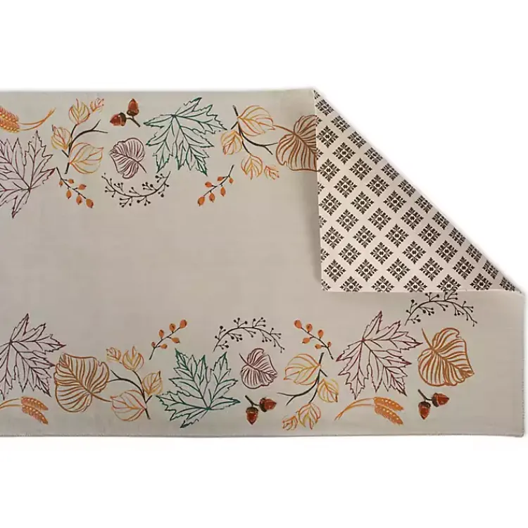 Hot Embroidered Autumn Leaves Table Runner, 108 in. Fall