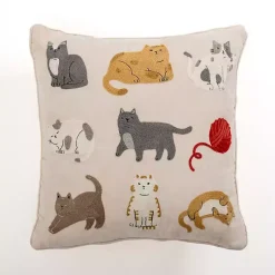 Embroidered Cats Chenille Pillow Pillows