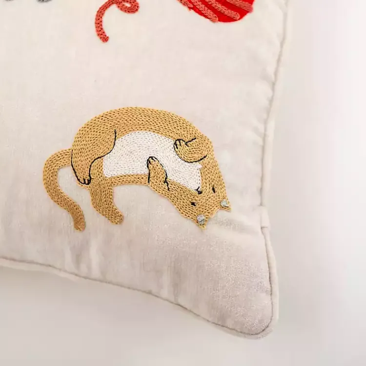 Embroidered Cats Chenille Pillow Pillows