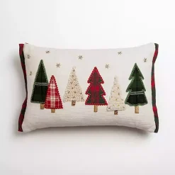 Discount Embroidered Christmas Trees & Plaid Pillow Pillows