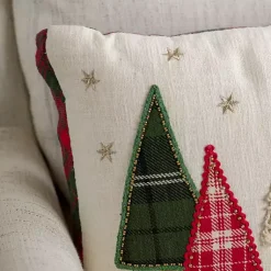 Discount Embroidered Christmas Trees & Plaid Pillow Pillows