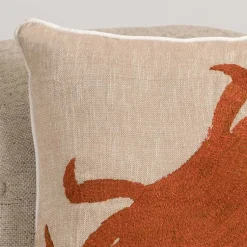 Hot Embroidered Crab Chambray Pillow Pillows