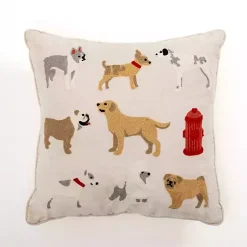 Online Embroidered Dogs Chenille Pillow Pillows