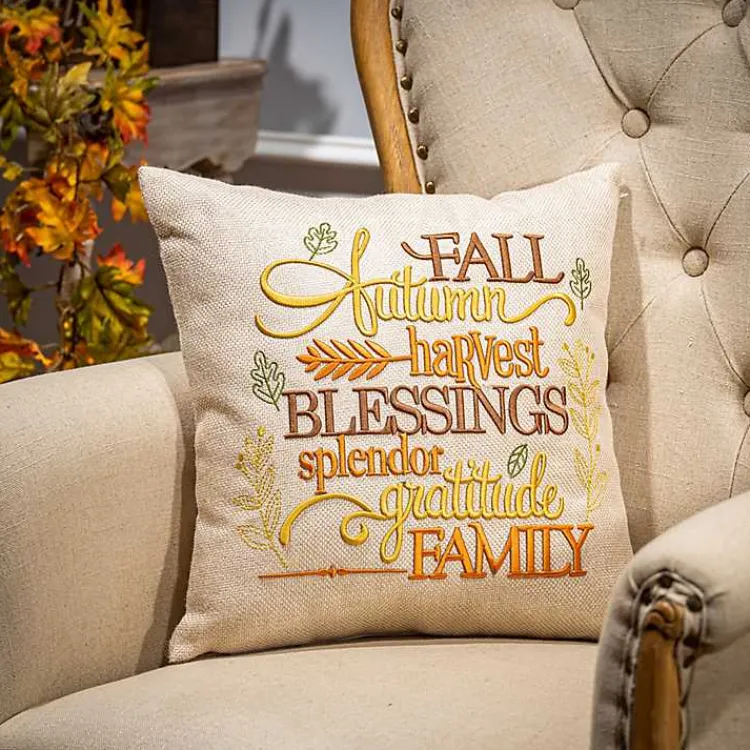 Online Embroidered Fall Terms Throw Pillow Fall