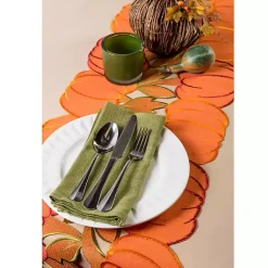 Kirklands Home Table Linens|Embroidered Pumpkin Table Runner Orange