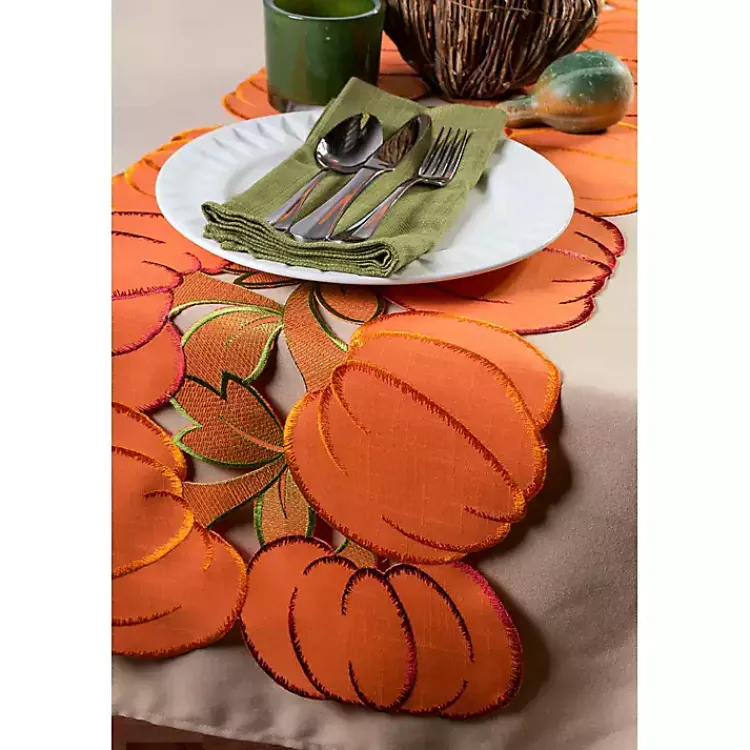 New Embroidered Pumpkins Table Runner Fall