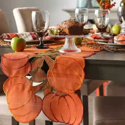 New Embroidered Pumpkins Table Runner Fall