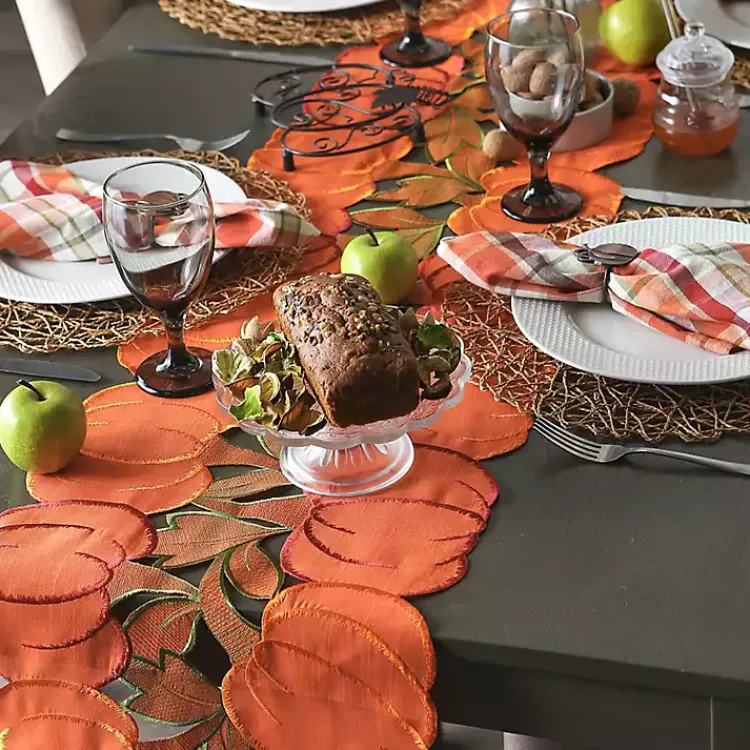 New Embroidered Pumpkins Table Runner Fall
