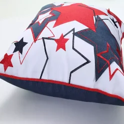 Kirklands Home Outdoor Cushions & Pillows|Embroidered Red and Blue Stars Outdoor Pillow