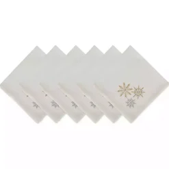 Clearance Embroidered Sparkle Snowflakes Napkins, Set of 6 Christmas Dining & Entertaining