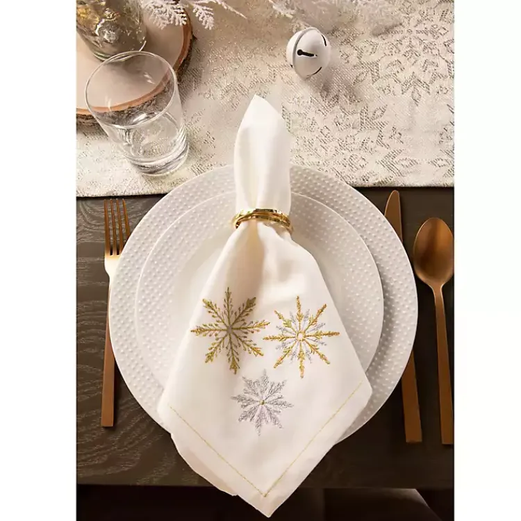 Clearance Embroidered Sparkle Snowflakes Napkins, Set of 6 Christmas Dining & Entertaining