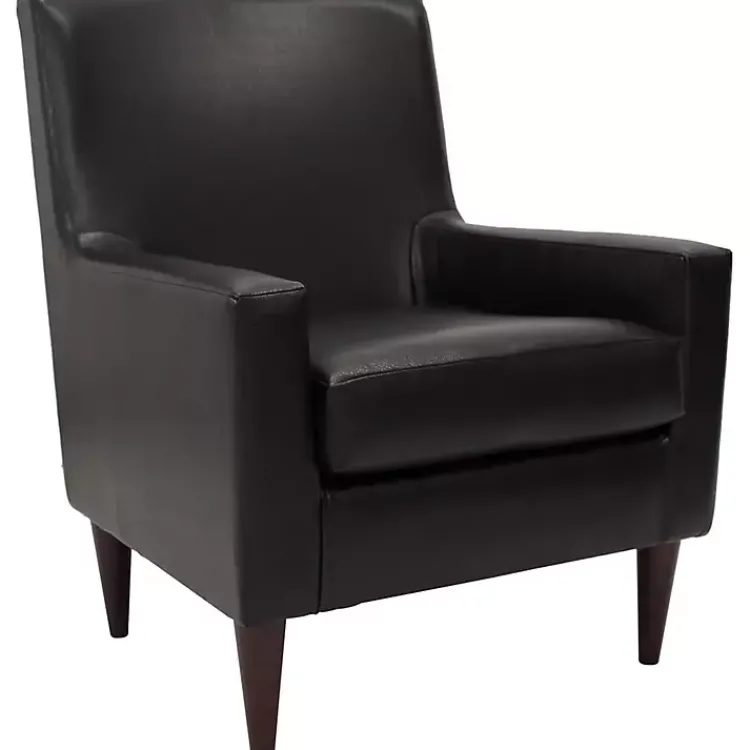 Kirklands Home Accent Chairs|Emma Faux Leather Accent Chair Black