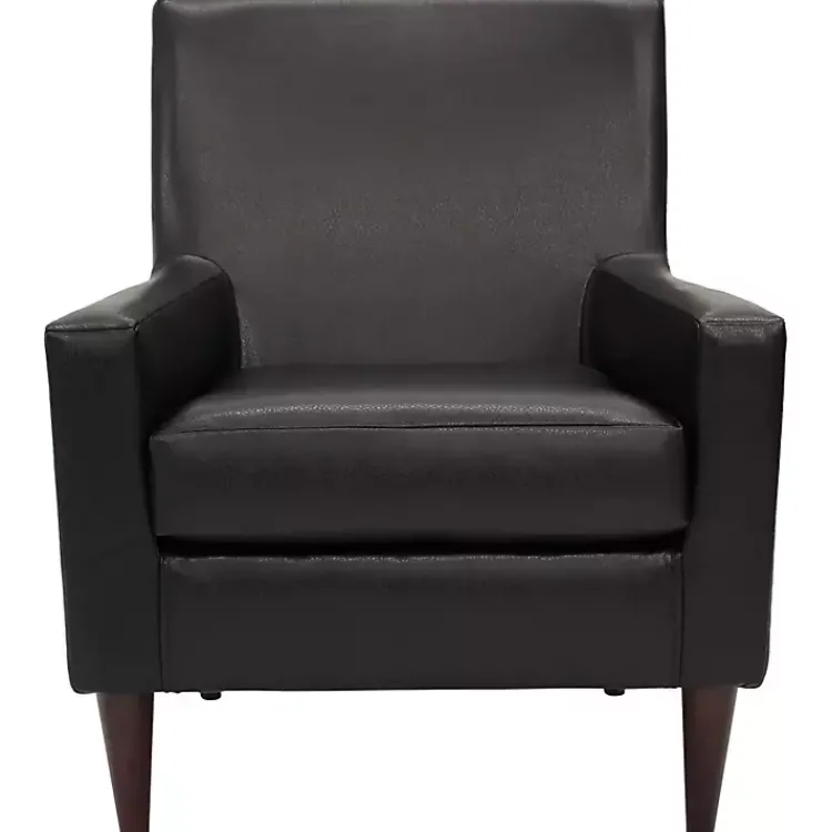 Kirklands Home Accent Chairs|Emma Faux Leather Accent Chair Black