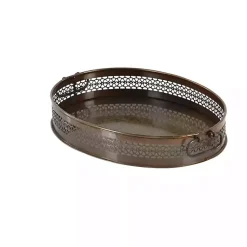 Engraved Metal Mandala Trays, Set of 2 Decorative Trays