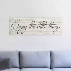 Kirklands Home Wall Quotes & Signs|Enjoy the Little Things Canvas Art Print, 36x12 White