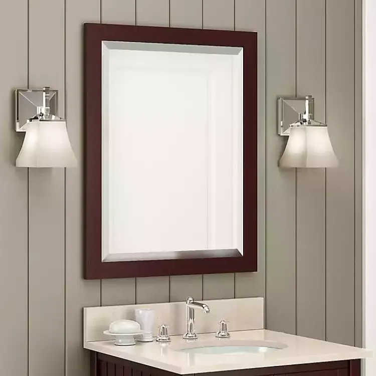 Kirklands Home Framed Mirrors|Espresso Beveled Vanity Mirror Brown