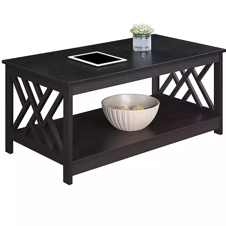 Kirklands Home Coffee Tables|Espresso Cut-Out Sides Coffee Table Brown
