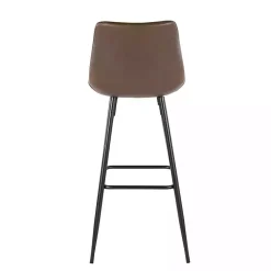 Kirklands Home Bar Stools & Counter Height Stools|Espresso Faux Leather Metal Bar Stools, Set of 2 Brown