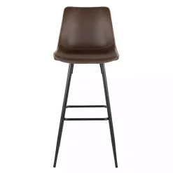 Kirklands Home Bar Stools & Counter Height Stools|Espresso Faux Leather Metal Bar Stools, Set of 2 Brown
