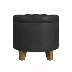 Kirklands Home Benches & Ottomans|Espresso Faux Leather Tufted Storage Ottoman Brown