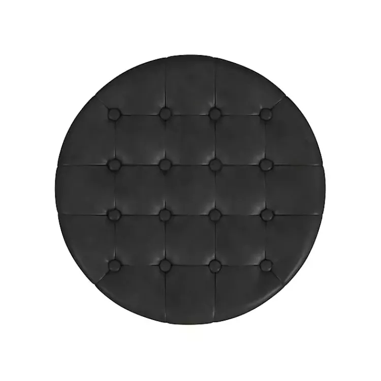 Kirklands Home Benches & Ottomans|Espresso Faux Leather Tufted Storage Ottoman Brown