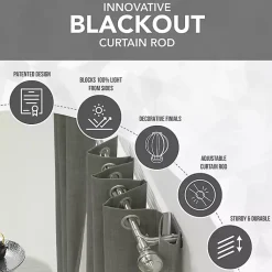 Kirklands Home Curtain Rods & Hardware|Espresso Metal Blackout Finial Curtain Rod, 36 in.