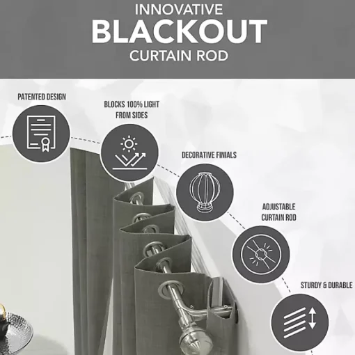 Kirklands Home Curtain Rods & Hardware|Espresso Metal Blackout Finial Curtain Rod, 72 in.