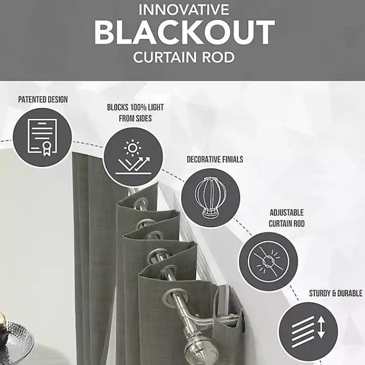 Kirklands Home Curtain Rods & Hardware|Espresso Metal Blackout Finial Curtain Rod, 72 in.