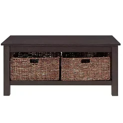 Kirklands Home Coffee Tables|Espresso Traditional Wooden Basket Coffee Table Brown