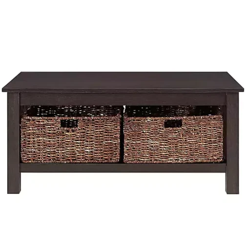 Kirklands Home Coffee Tables|Espresso Traditional Wooden Basket Coffee Table Brown