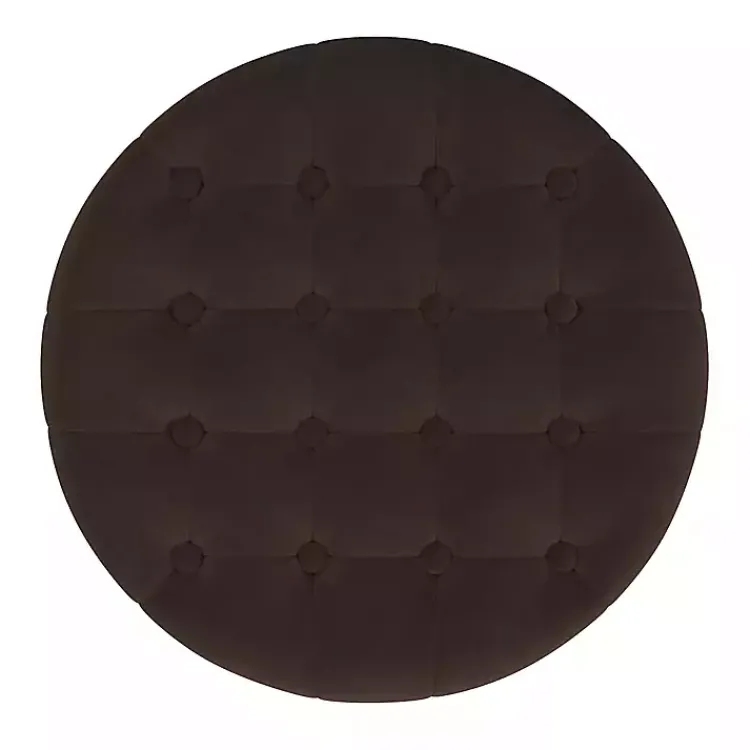 Kirklands Home Benches & Ottomans|Espresso Velvet Tufted Storage Ottoman Brown