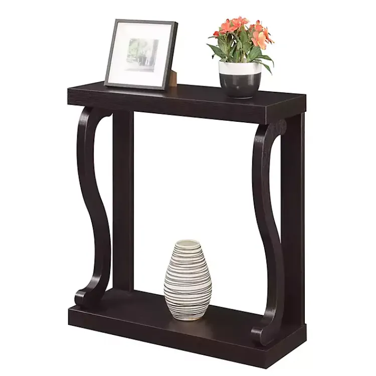 Kirklands Home Console Tables|Espresso Wood Curved Sides Console Table Brown